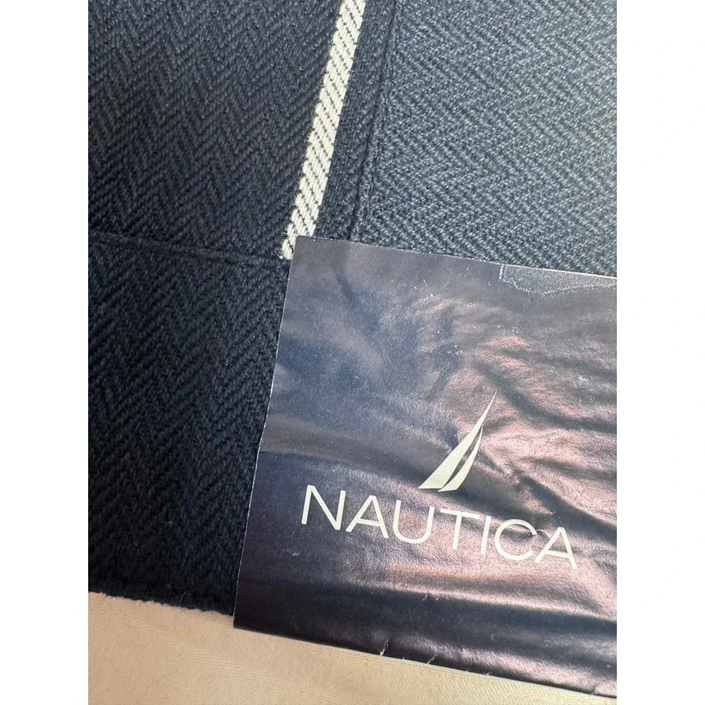 Nautica Navy Blue Windowpane Cotton Placemats Set of 4 Herringbone Compound‎